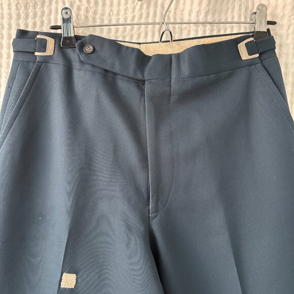 Upcycled visibly mended vintage teal trousers men's 30/30; women's 29"? - Picture 3 of 4